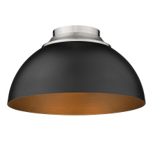 Golden 6956-FM PW-BLK - Yep by Golden Lighting Zoey 3-light Flush Mount in Pewter and Matte Black shade